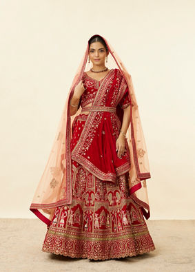 Wine Red Doli Baraat Embroidered Lehenga image number 0